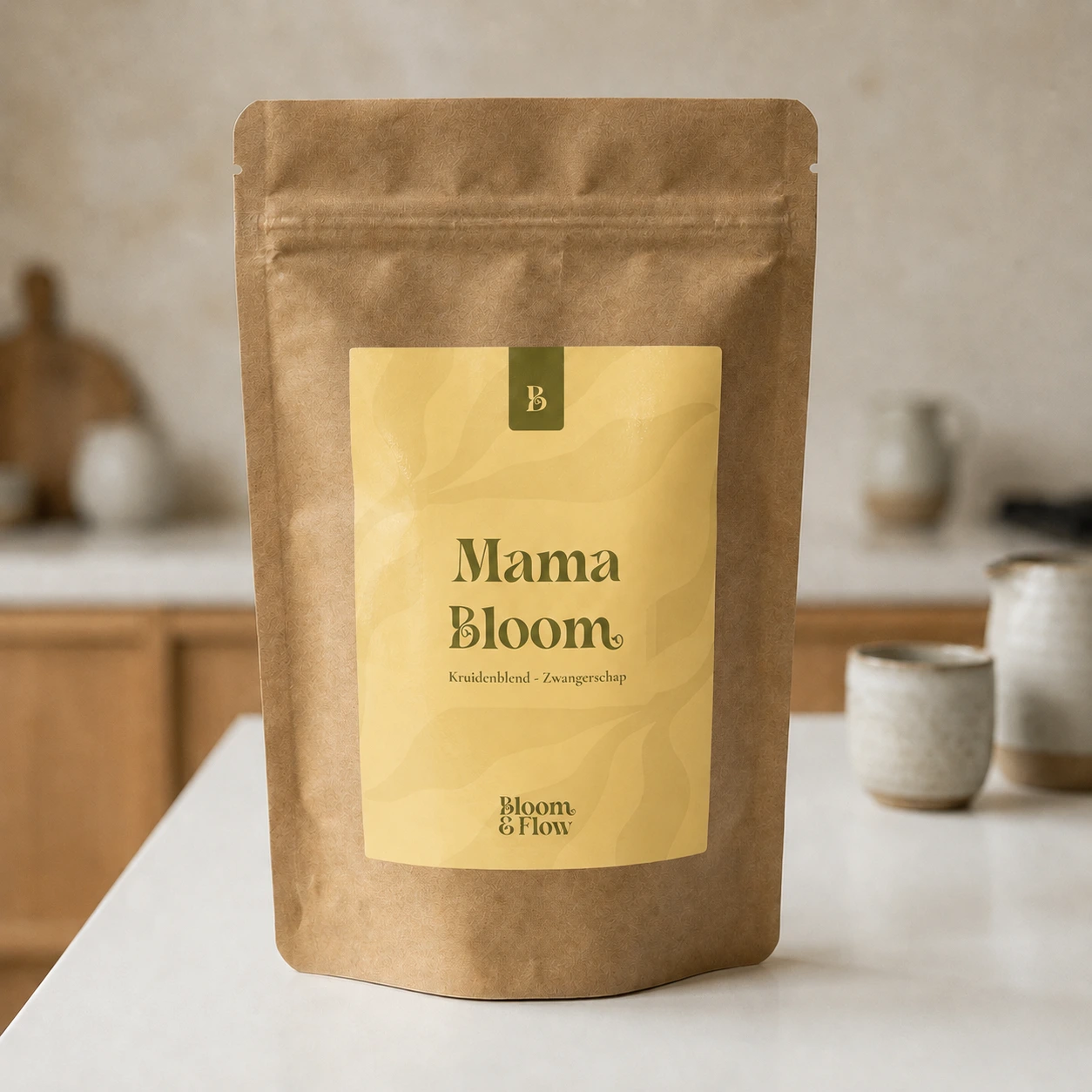 Verpakking van Mama Bloom biologische thee
