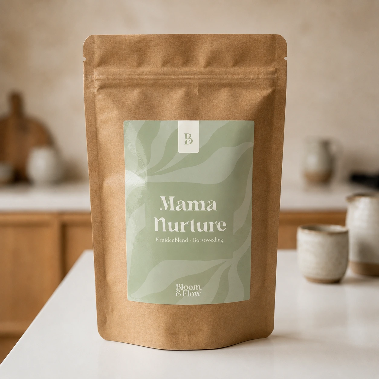 Verpakking van Mama Nurture biologische thee