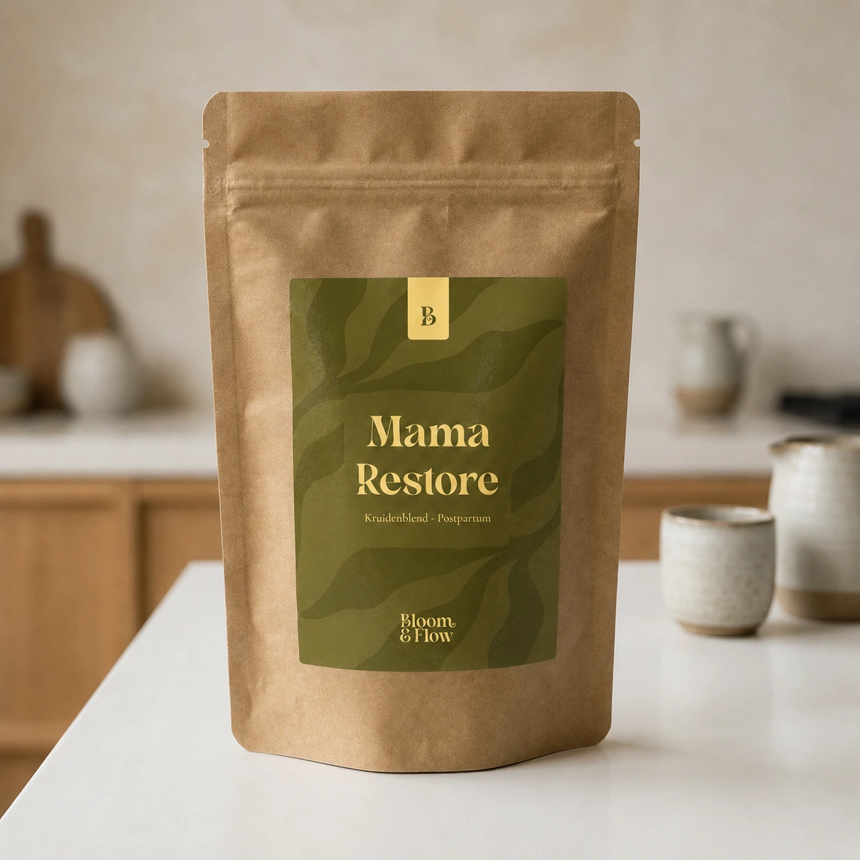 Verpakking van Mama Restore biologische thee